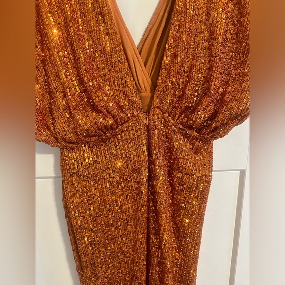 Rust Kimono Sleeve Maxi Occassion Dress - Picture 15 of 16